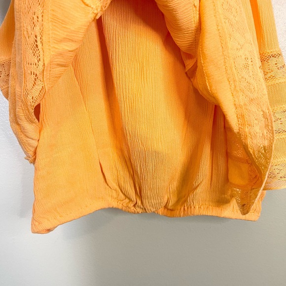 Free People Women's Orange Lace Spaghetti Home Again Cami Cropped Top Small NWT - Picture 7 of 9